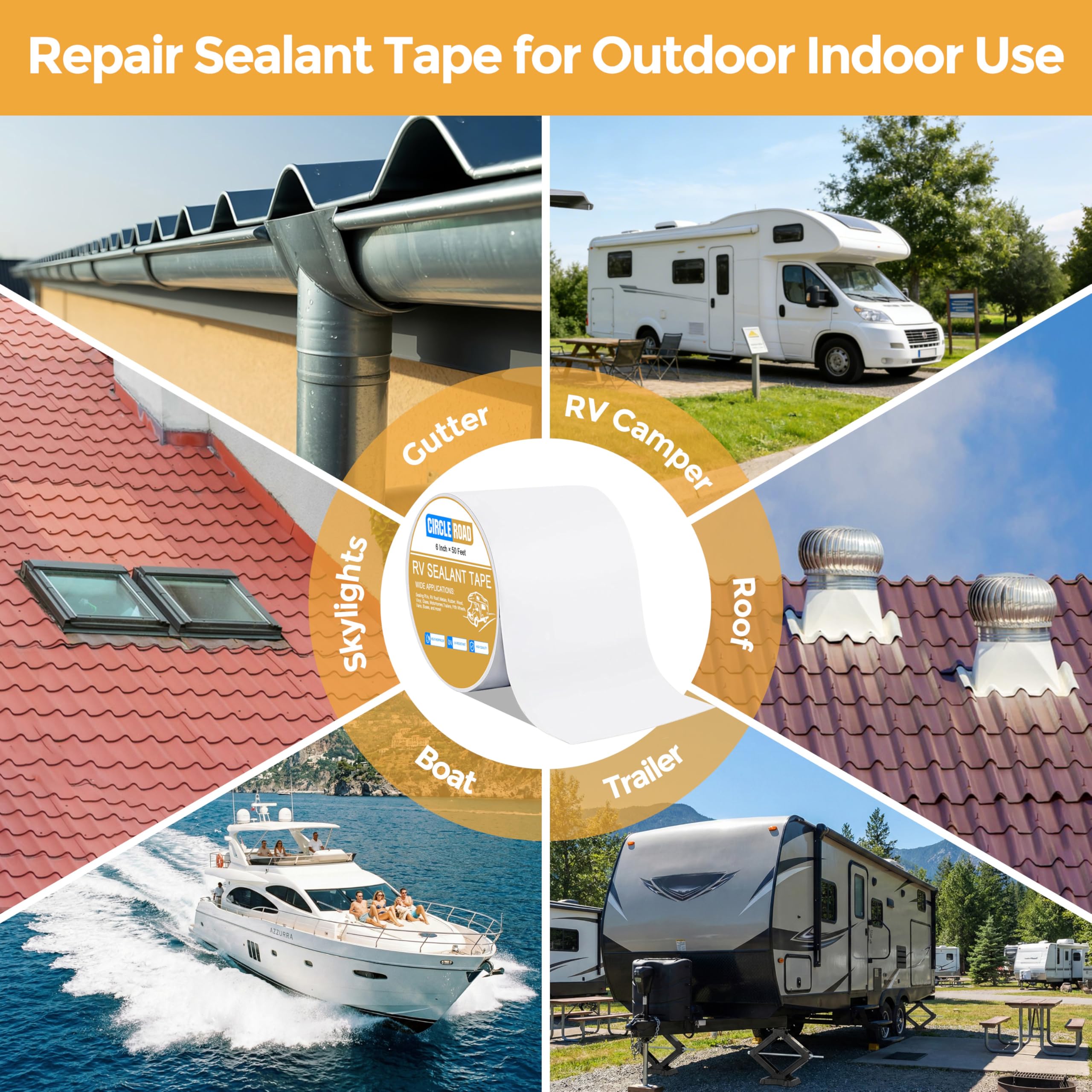 CircleRoad RV Roof Tape weatherproof seal example for boats and trailers