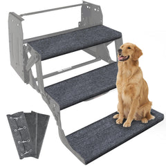 CircleRoad RV step covers installed on 22-inch stairs showing grip and protection.