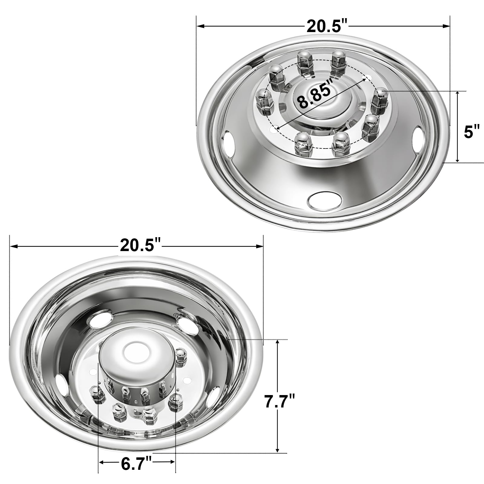 CIRONBOW rear wheel simulator, 19.5-inch, 10 lugs; enhances look and protection.