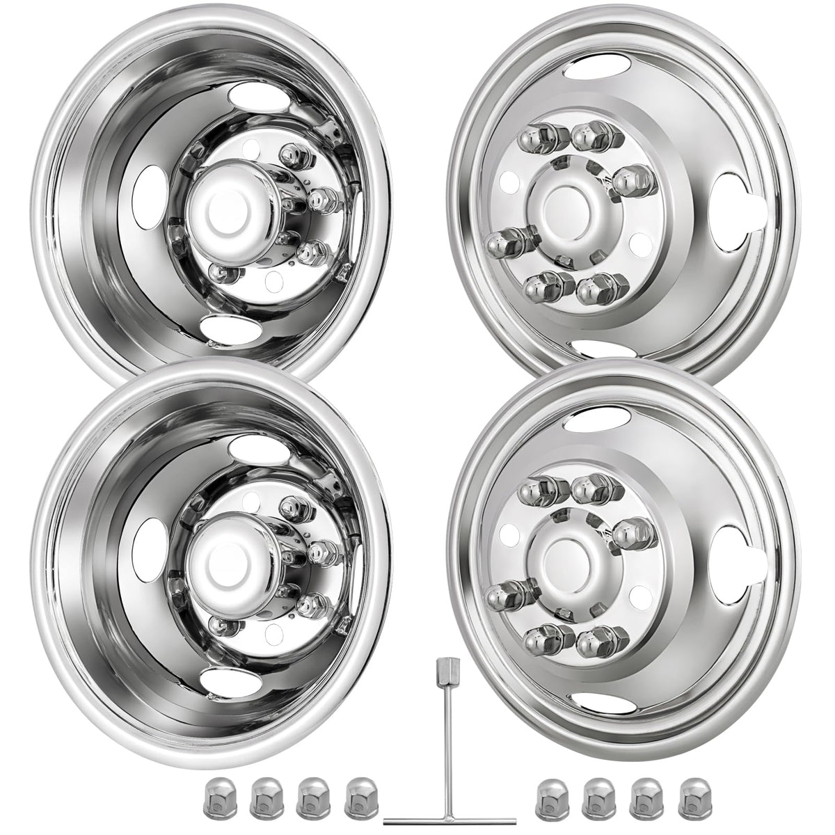 CIRONBOW 17-inch 8-lug wheel simulators front left enhance Ford F-350 appearance