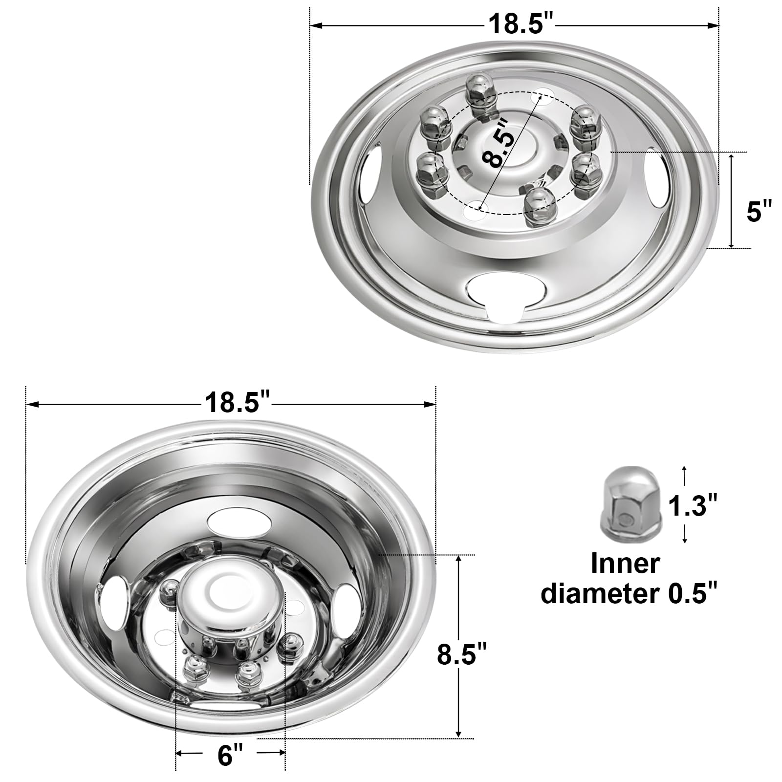 CIRONBOW 17-inch 8-lug wheel simulators front right provide durable shine