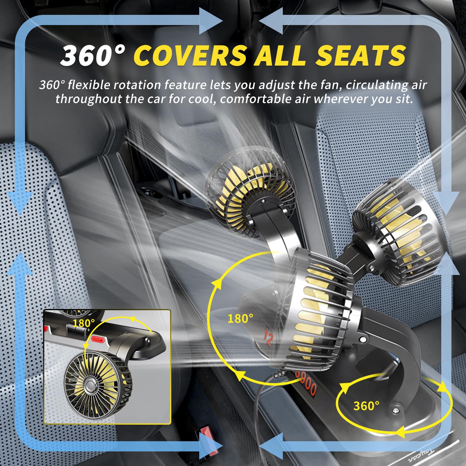 Cisbelw two-speed adjustable fan for customizable airflow during drives.