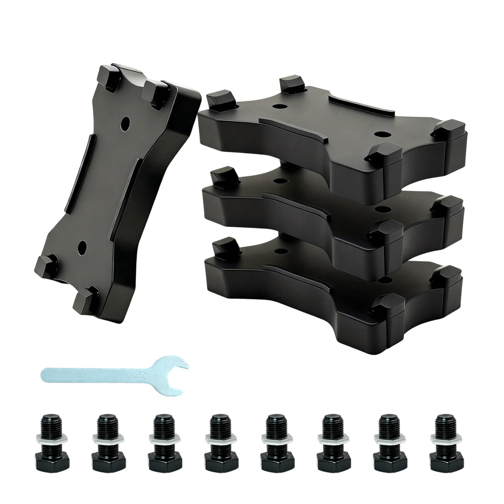 Ciseret RV stabilizer jack pads, side view, ready for stable leveling on uneven terrain.