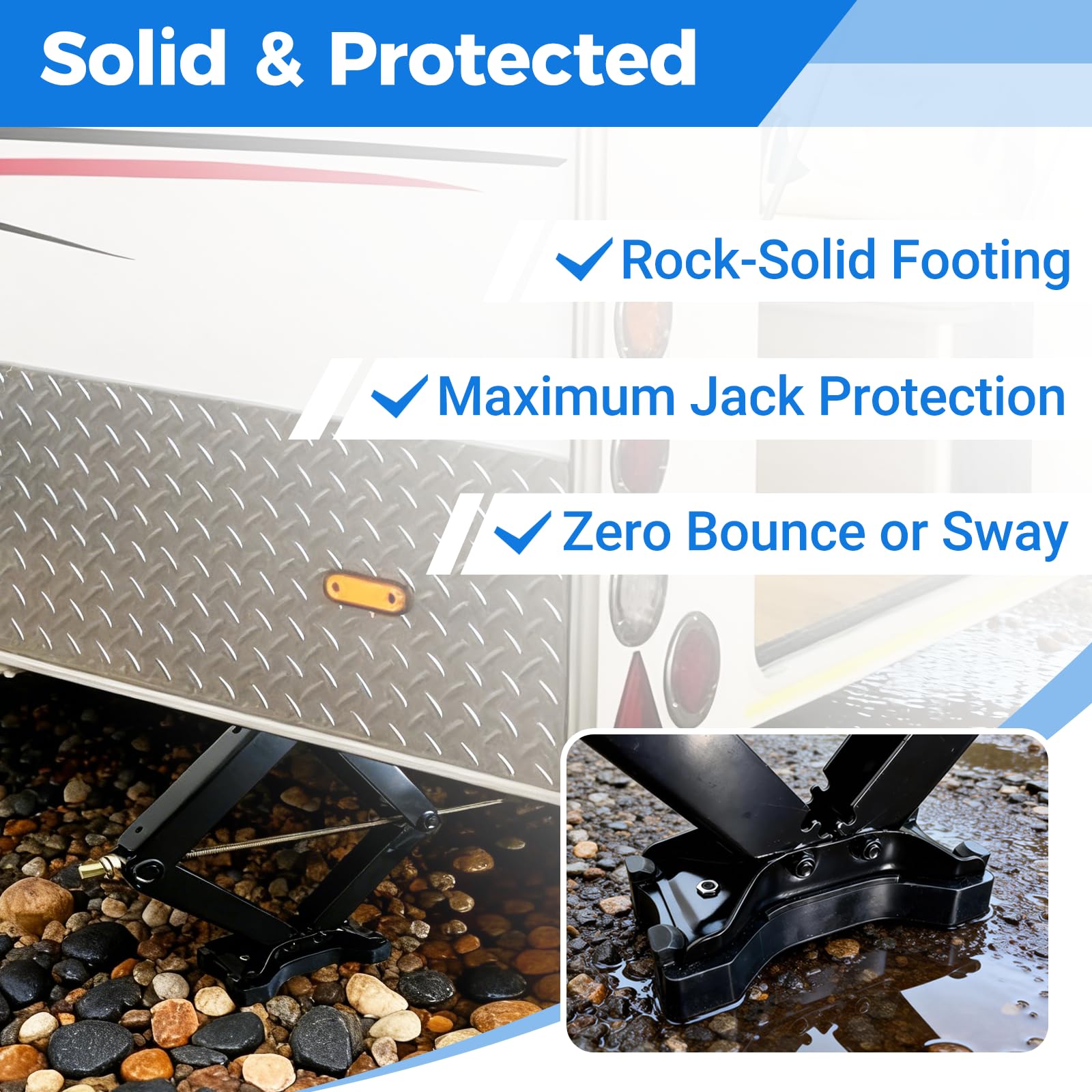 Dual-hole design secures the pad to the scissor jack base for stability.