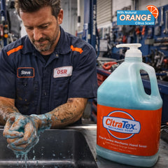 Citratex pumice hand cleaner for mechanics, scrubs grime without harshness.