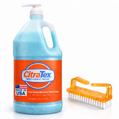 Citratex heavy-duty hand soap with pumice for grease removal in auto shops.