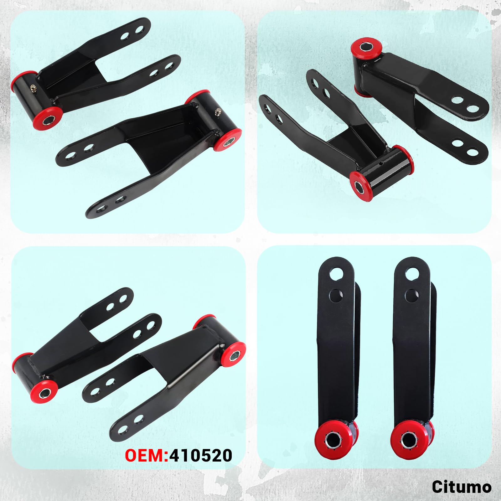 Citumo 2in rear lowering shackle inside vehicle context illustrates updated ride height