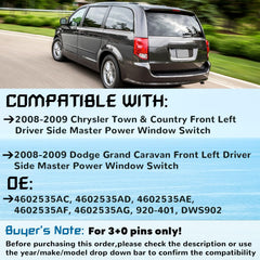 Citumo front-left Town & Country switch for 2008-2009, reliable replacement.