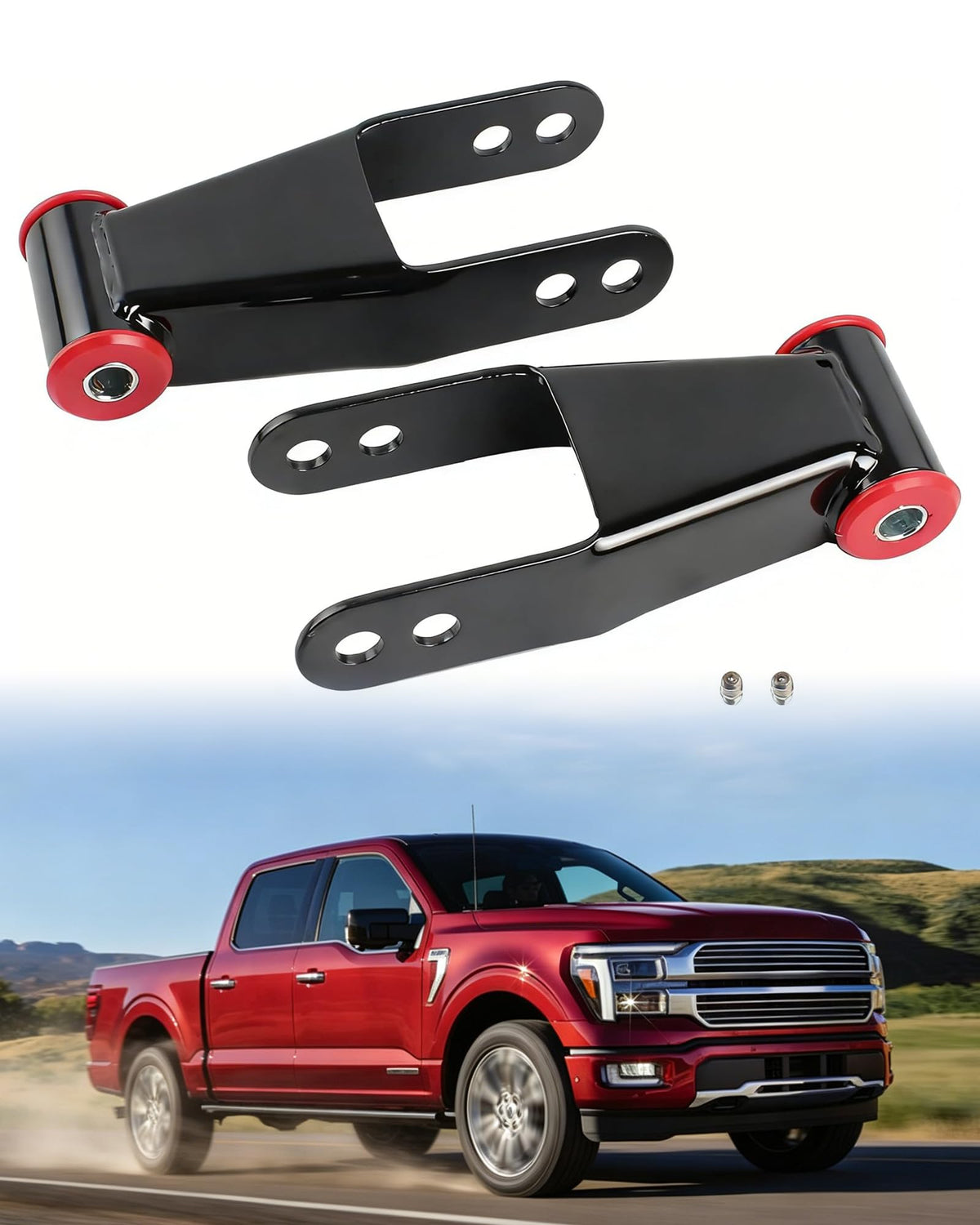 Citumo Silverado/Sierra 2in rear lowering shackle front view for durable 1-2 inch drop and improved stance