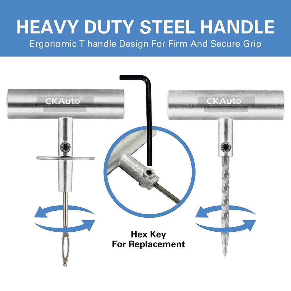 CKAuto T-handle insertion tools shown for clean, precise puncture repair.
