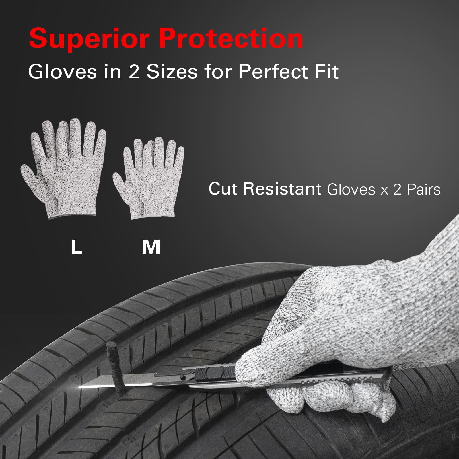 CKAuto gloves protect hands during puncture repairs