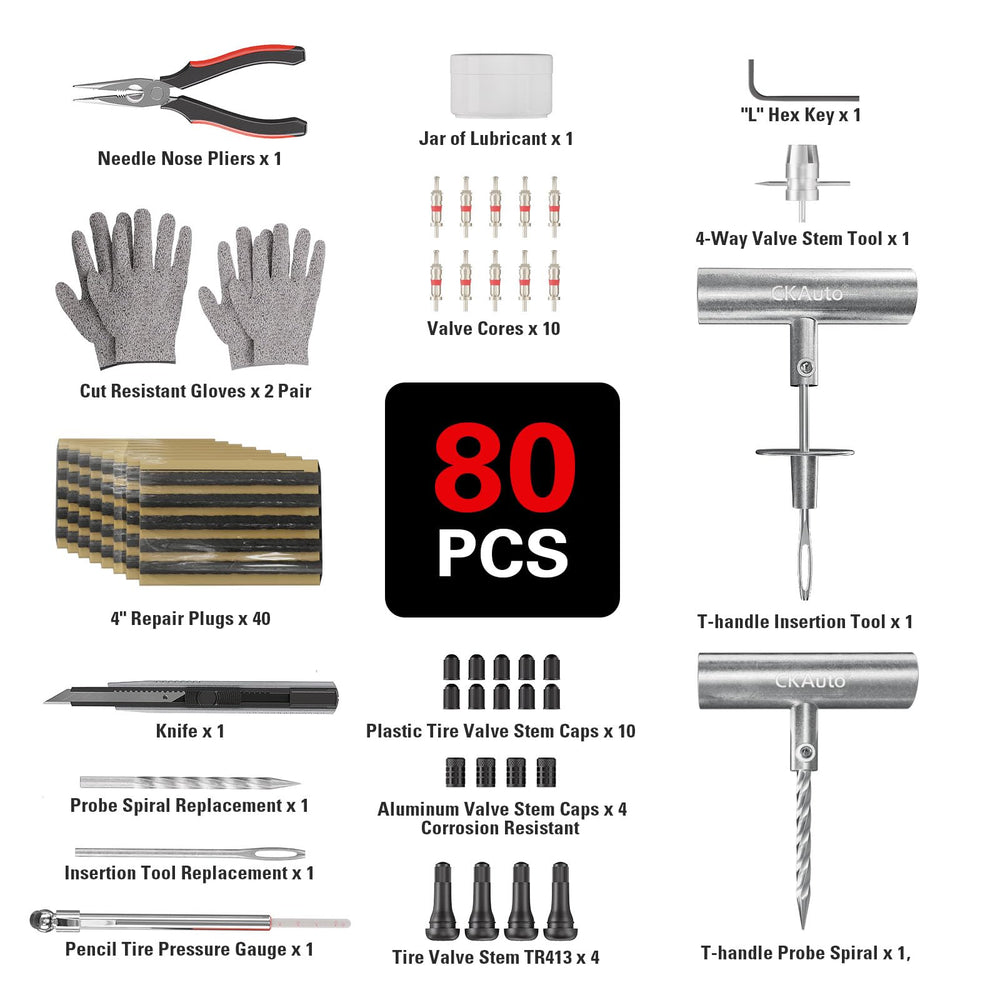 CKAuto tire plug kit plugs for tubeless tire patching