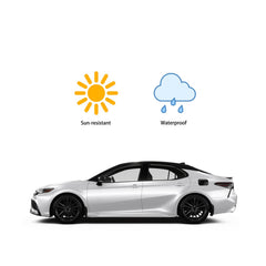 CKE Camry fuel tank cover close up highlights glossy finish and scratch resistant surface.