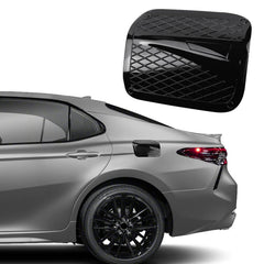 CKE Camry fuel tank cover in glossy black protects the finish and adds sleek style.
