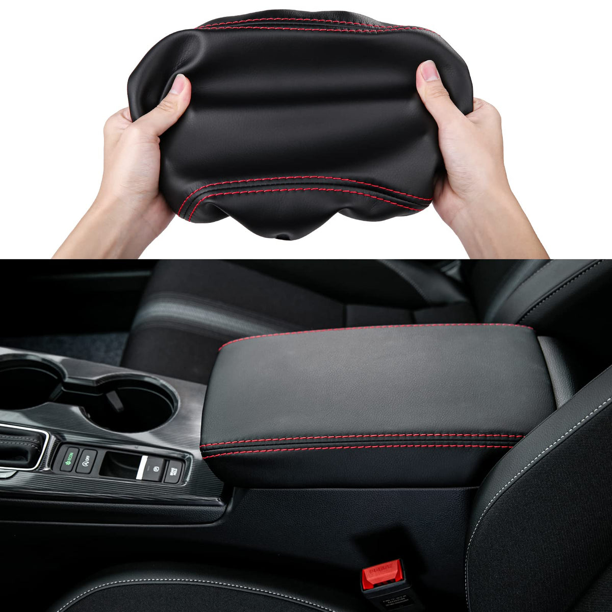 CKE Civic armrest cover front view protects the center console from wear