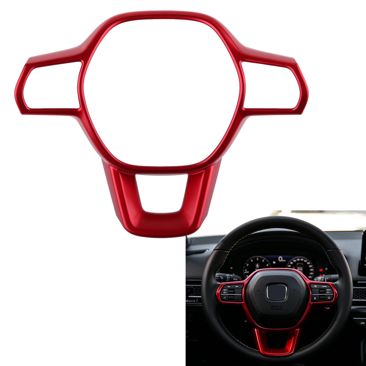 CKE Civic center console cover in red protects surfaces and adds sporty style.