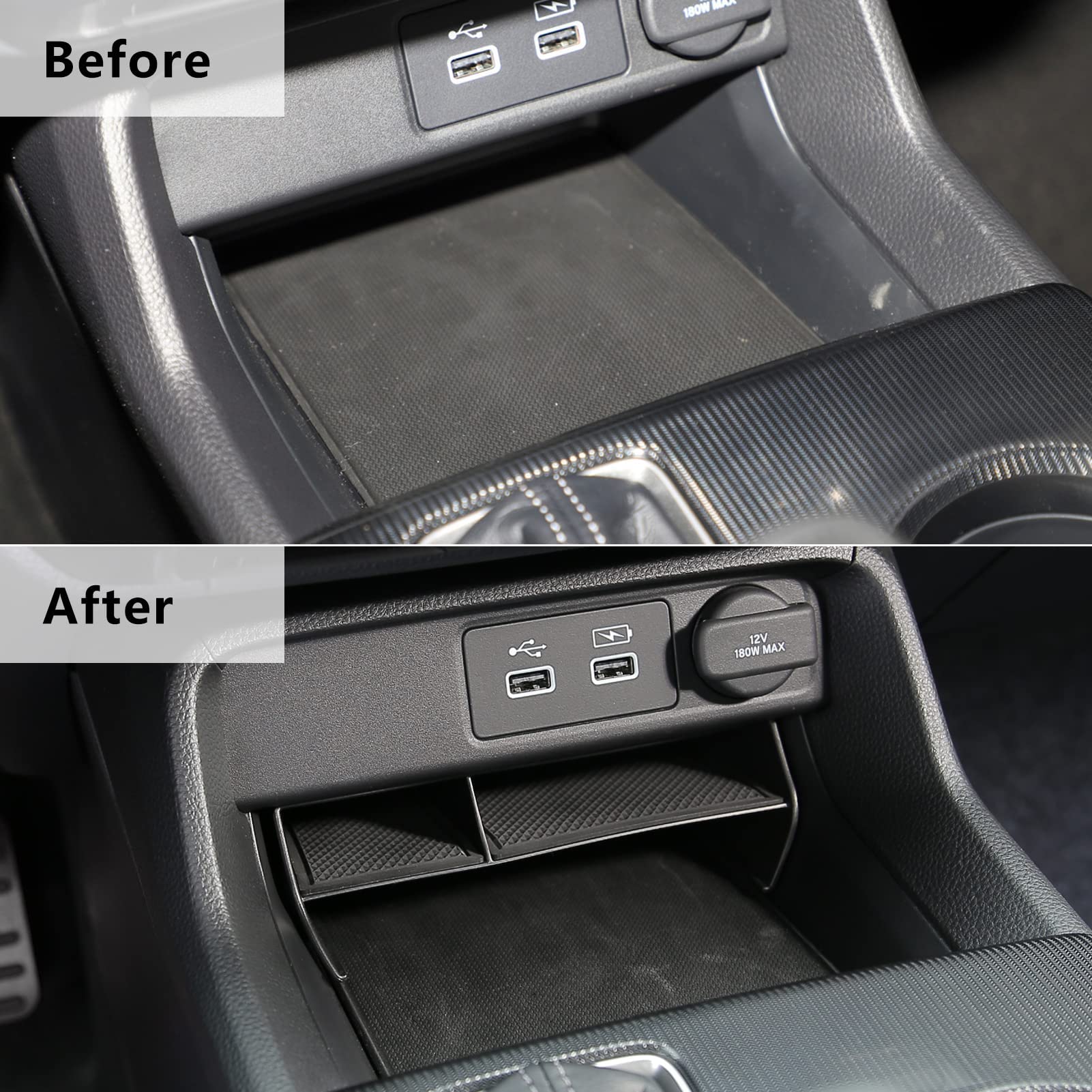 CKE center console organizer internal layout highlighting slots for essentials