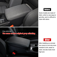 CKE Honda Civic CVT armrest cover shows gray line stitching, premium imitation leather
