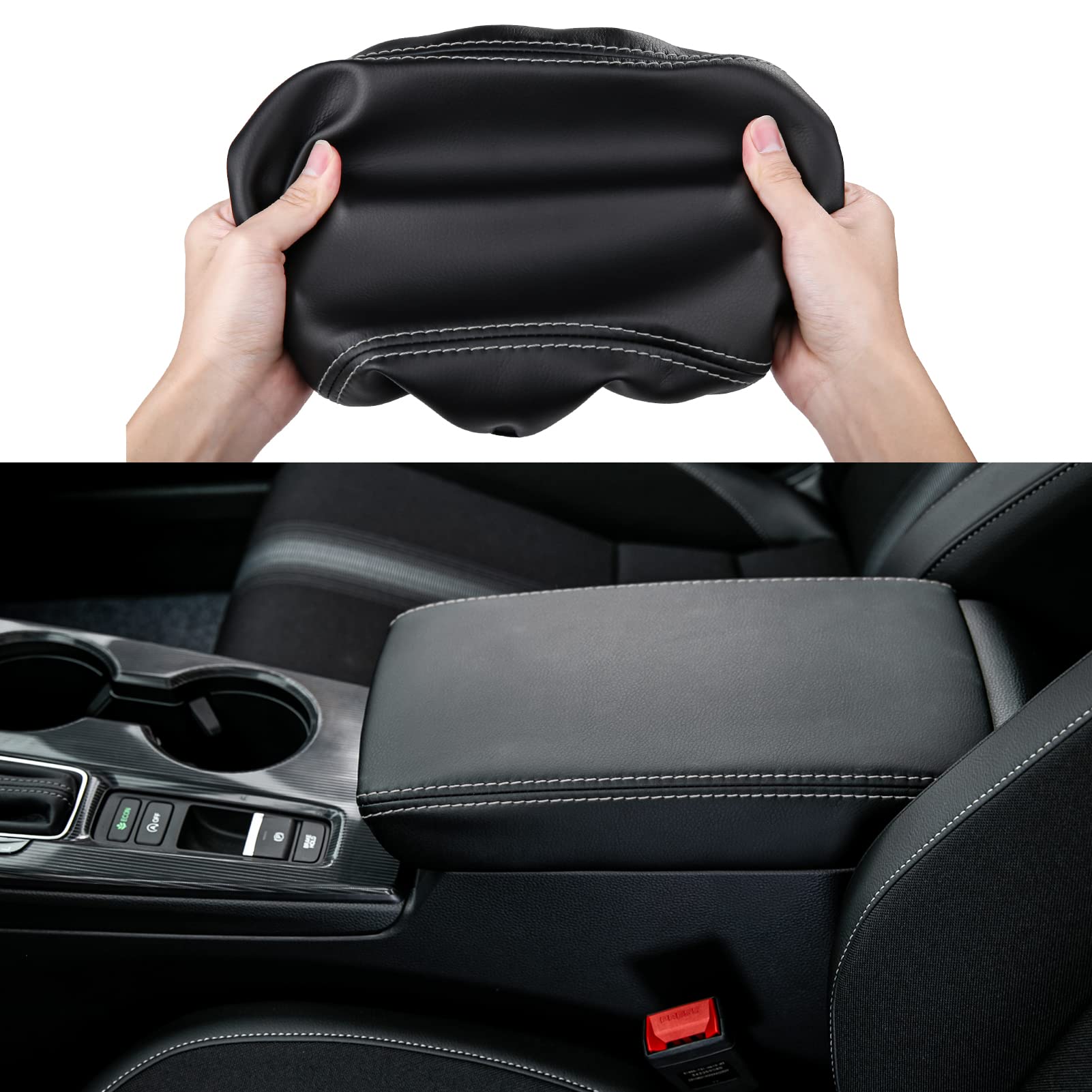 CKE Honda Civic CVT armrest cover, front view, protects the center console from daily wear
