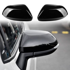 CKE Corolla Guard Cap front view in glossy black adds a sporty look while protecting mirrors.