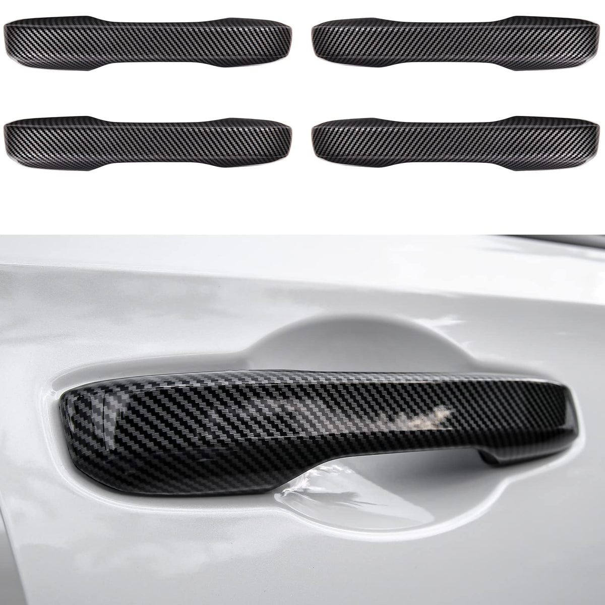 CKE carbon fiber exterior door handle cover for Civic protects handles and enhances style