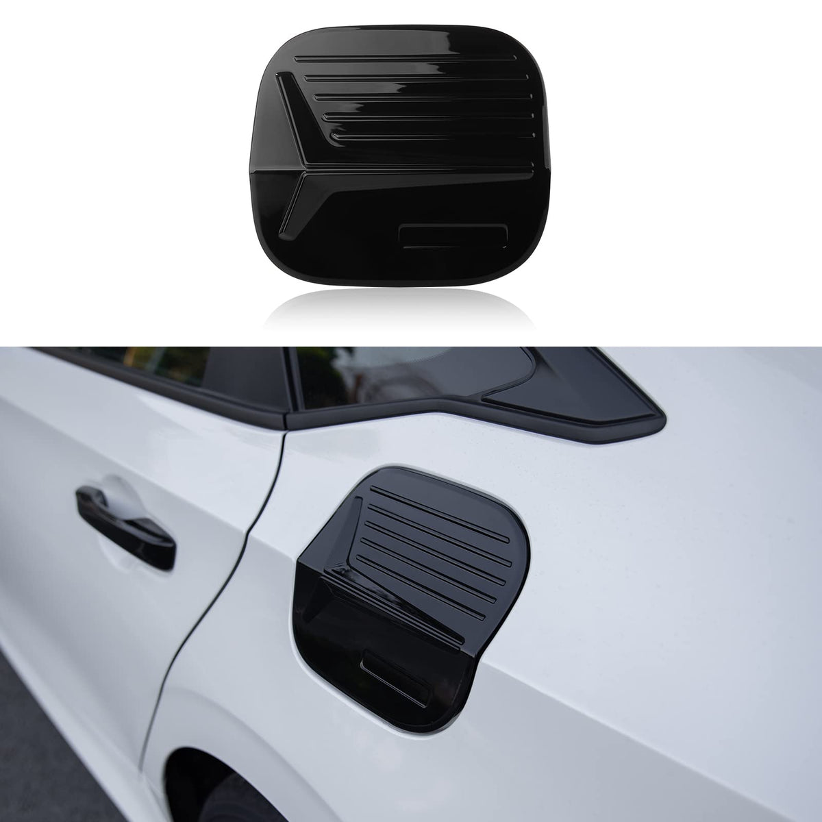 CKE glossy black fuel tank trim enhances Honda Civic exterior protection.