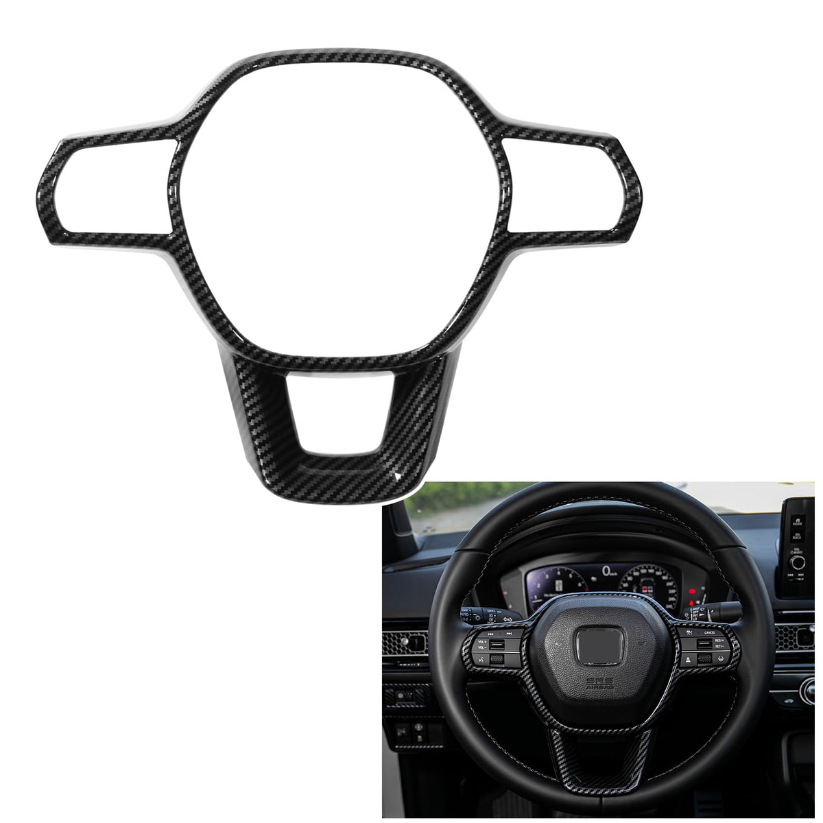 CKE Honda Civic center console cover carbon fiber style enhances interior look and fit.