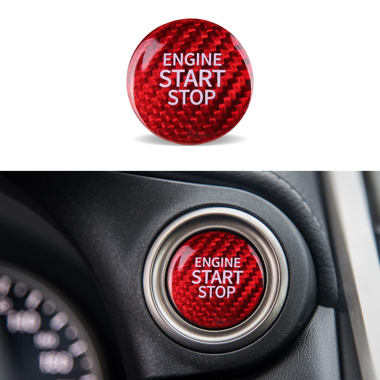 CKE start-stop button cover red on RAV4 adds premium carbon fiber vibe