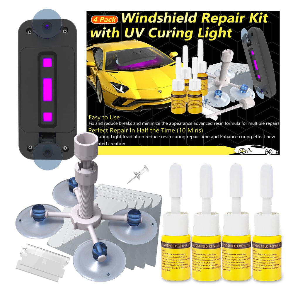 CLAMPER Windshield Repair Kit with UV light for fast chip restoration.