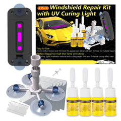 CLAMPER Windshield Repair Kit with UV light for fast chip restoration.