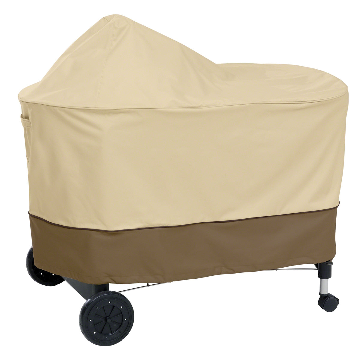 Classic Accessories Veranda cover on Weber Performer 48in grill protects from rain and sun.