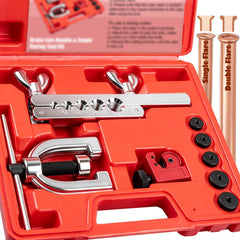 Clatoon brake line flaring bar with yoke enables precise double flare