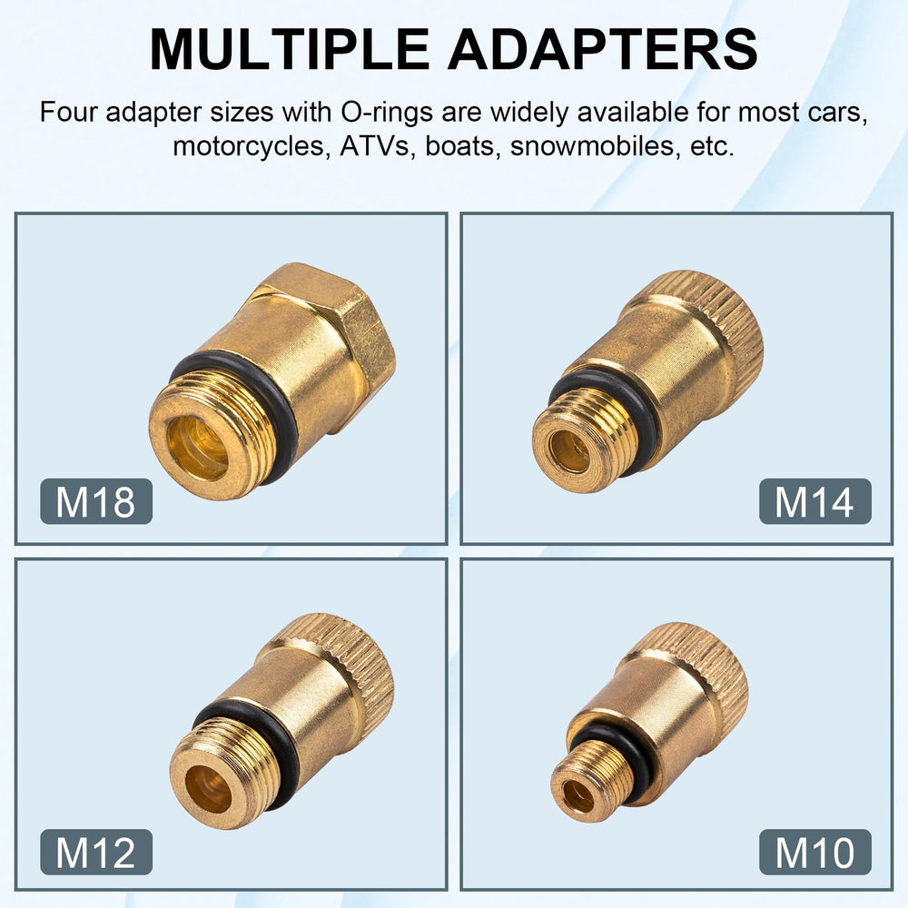 Clatoon tester with metal adapters demonstrating versatile engine compatibility.