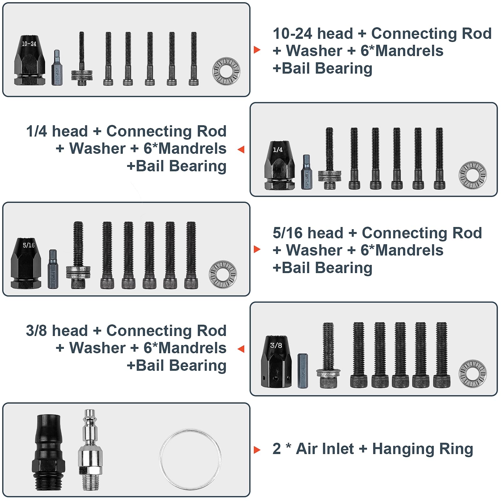 Clatoon gun 3/8 head supports larger rivet nuts with ease.
