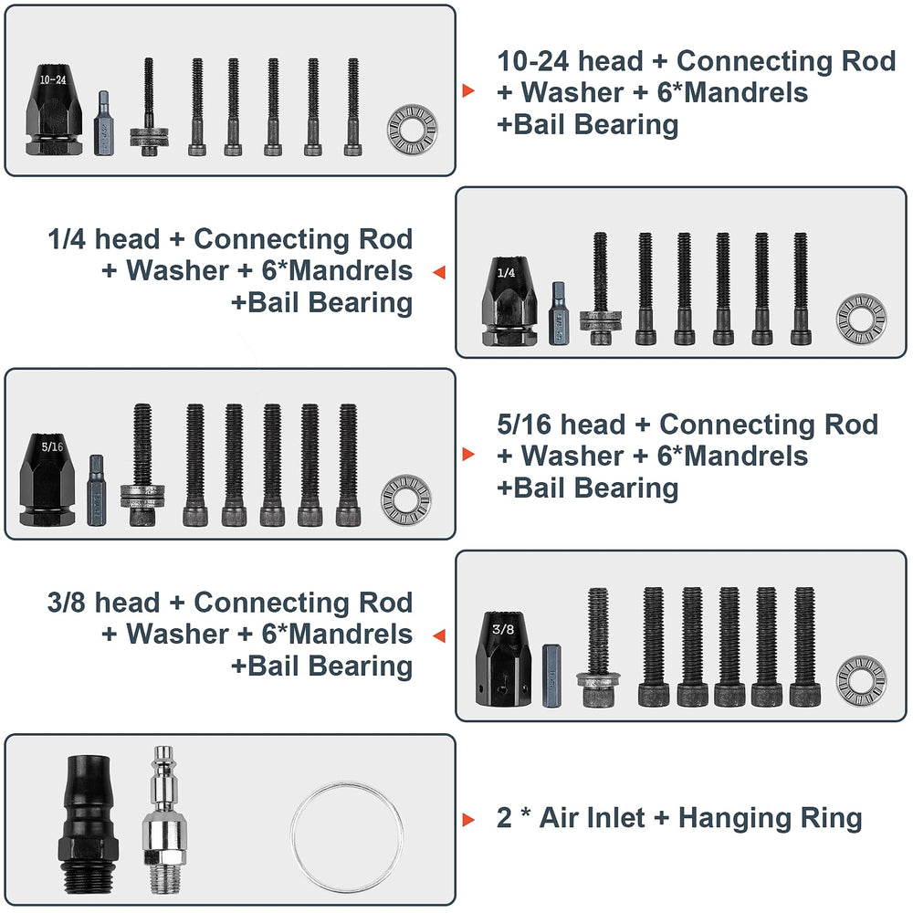 Clatoon gun 3/8 head supports larger rivet nuts with ease.