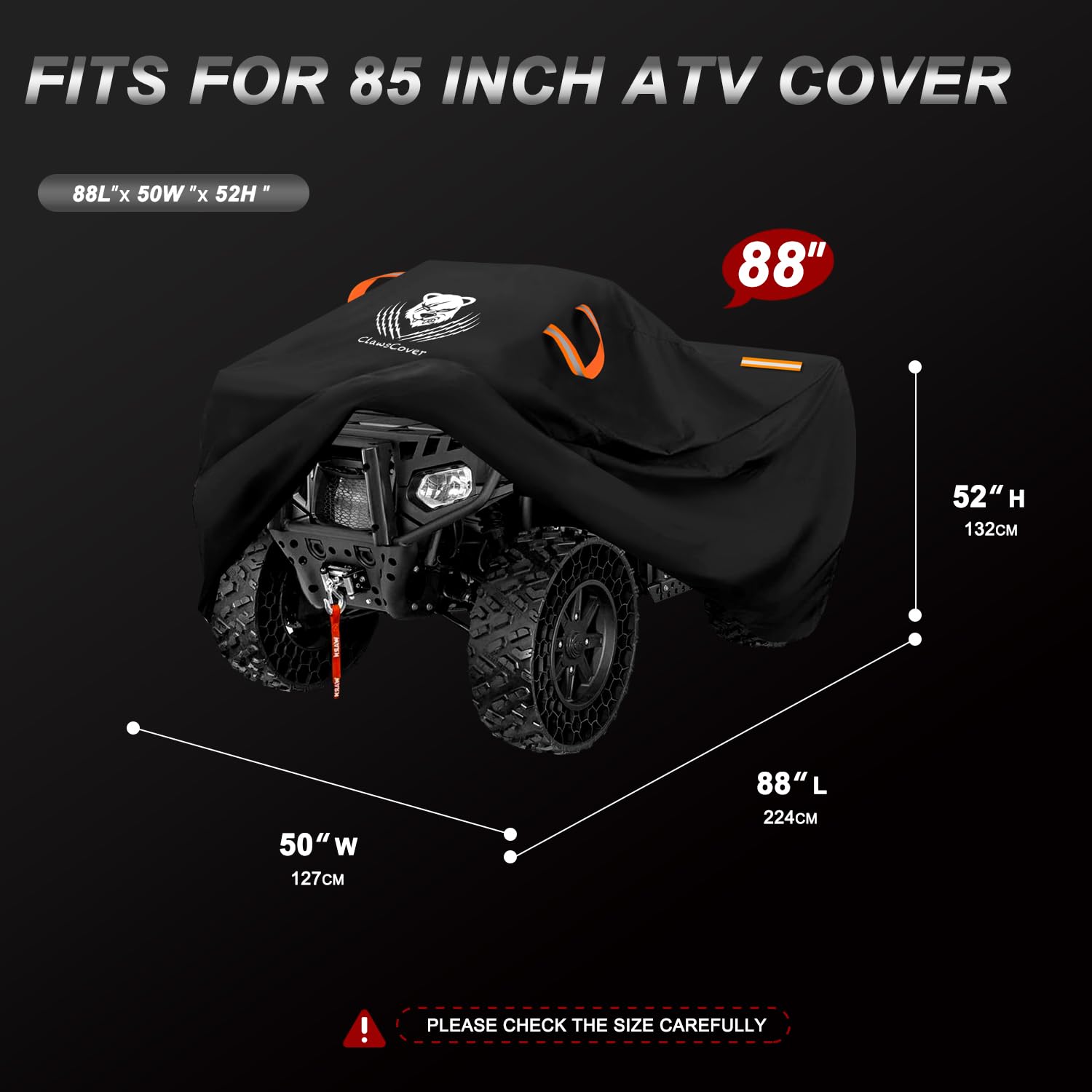 ClawsCover ATV cover 88-inch storage bag for easy transport.