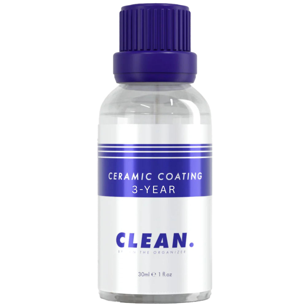 CLEAN Ceramic Coating 3-Year bottle being poured, showing easy application and protection.