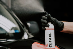 Clean by Pan The Organizer V2 spray-action shot demonstrating fast beading and slick feel.