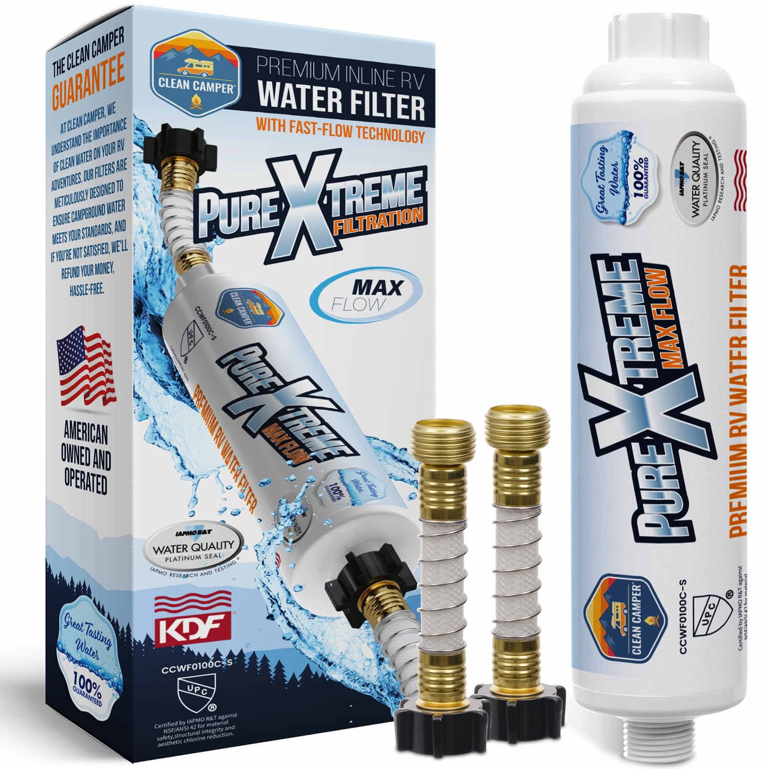 Clean Camper inline water filter installation for RVs.