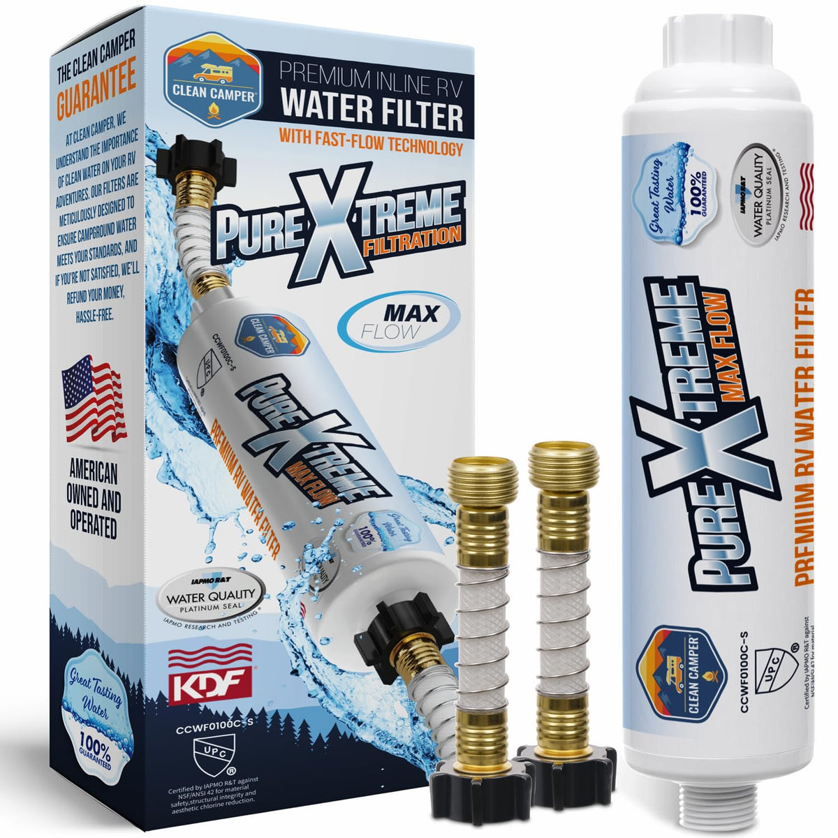 Clean Camper inline water filter installation for RVs.