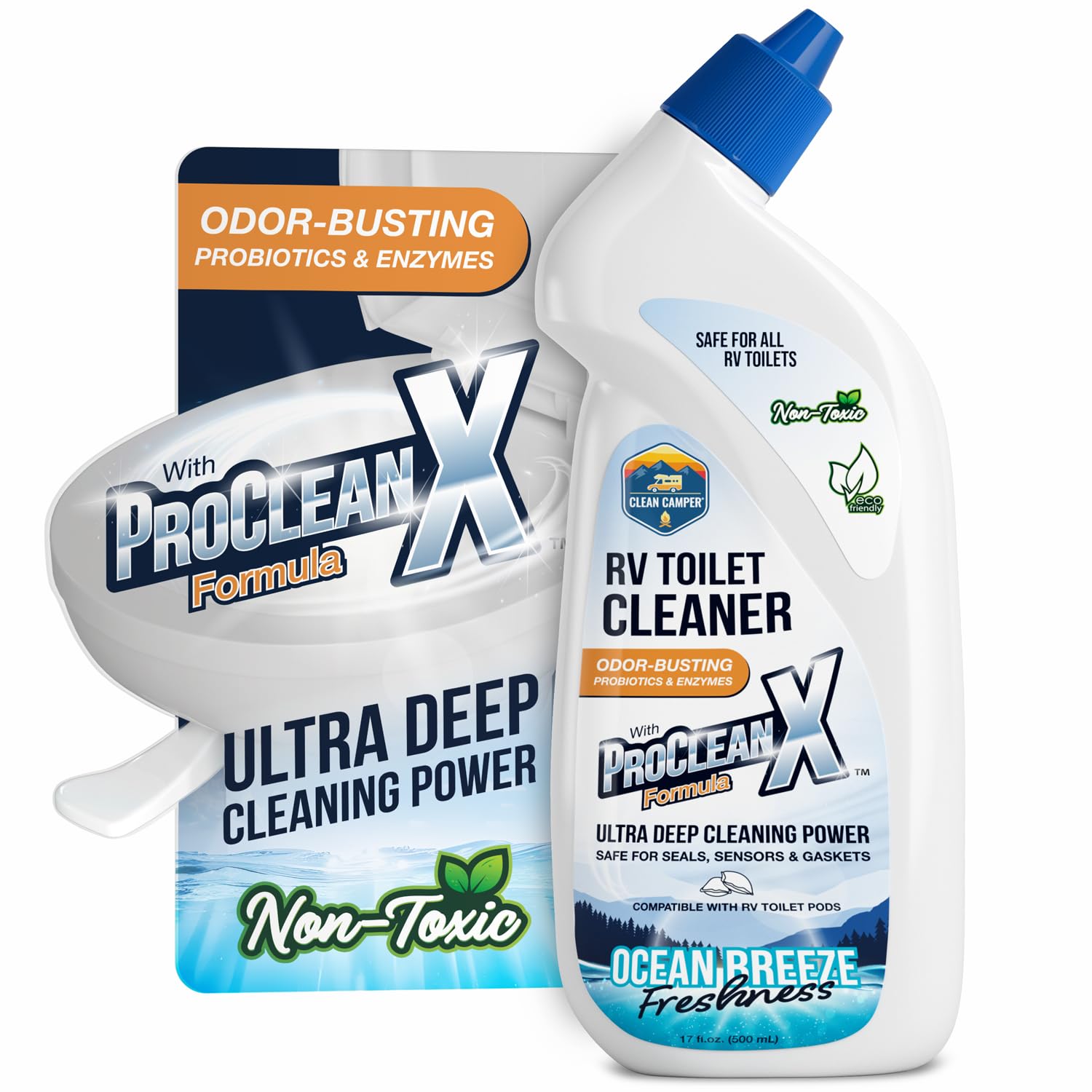 Clean Camper ProClean X bottle pour for easy RV cleaning