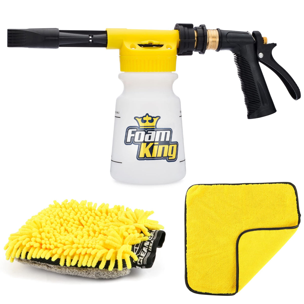 Clean Car USA Foam King gun attached to hose delivering thick foam wash