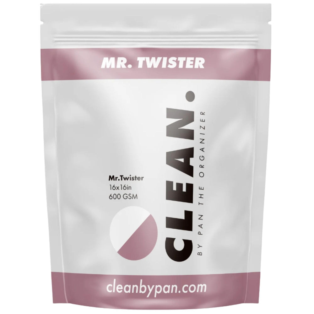 Clean Mr. Twister Microfiber Towel tight weave side demonstrates deep cleaning on stubborn grime.