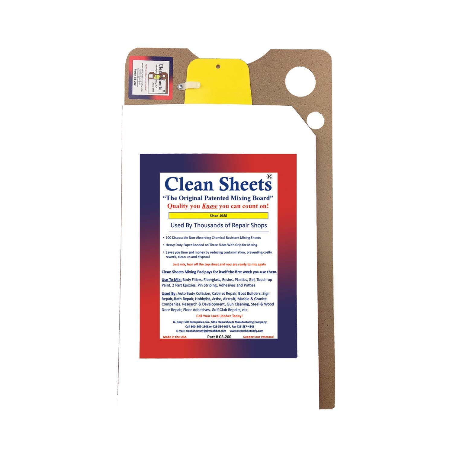 Clean Sheets CS-55 top sheet on a non-absorbent mixing pad for cleaner projects.