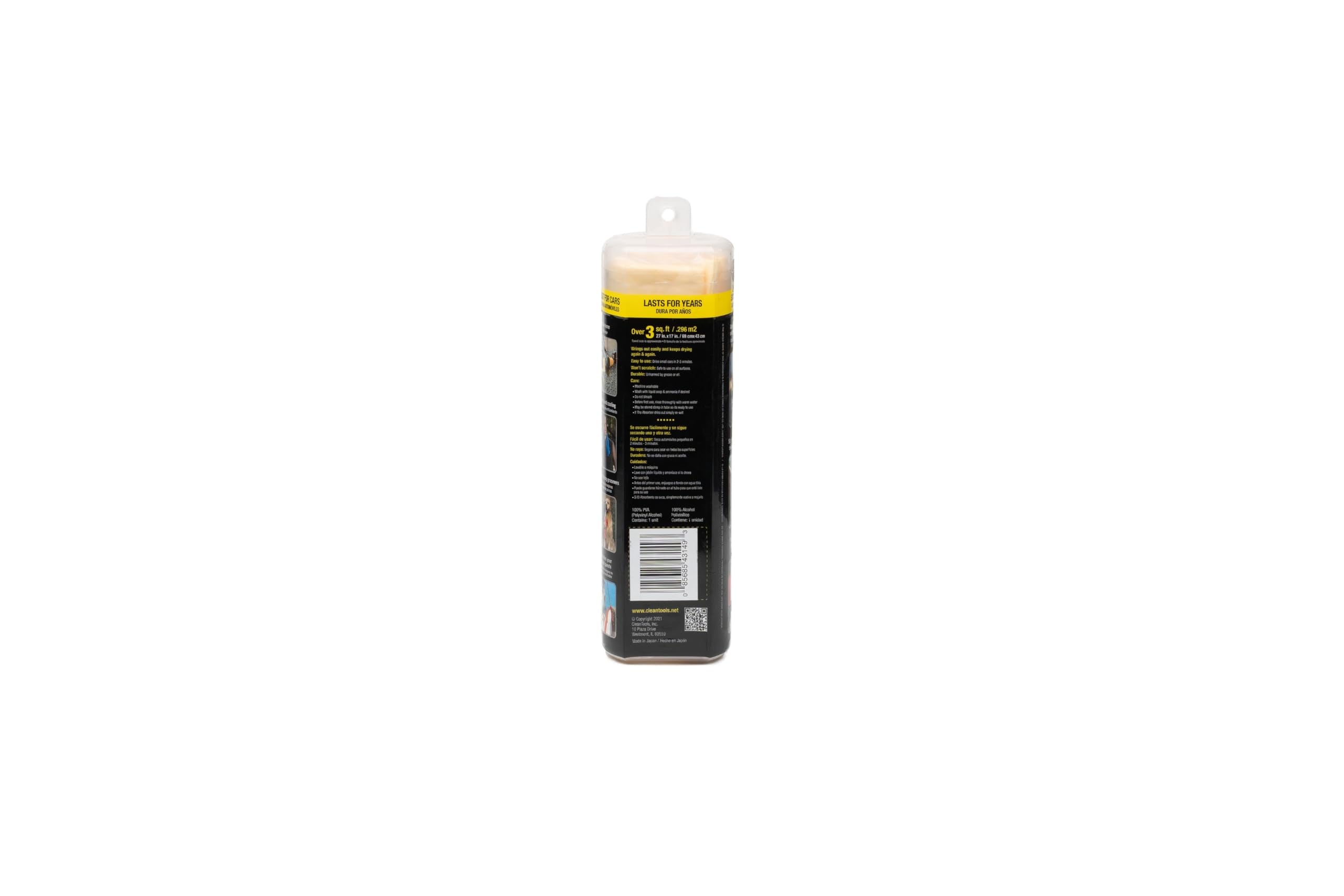 CleanTools the absorber stored in its convenient tube for ready at-home use