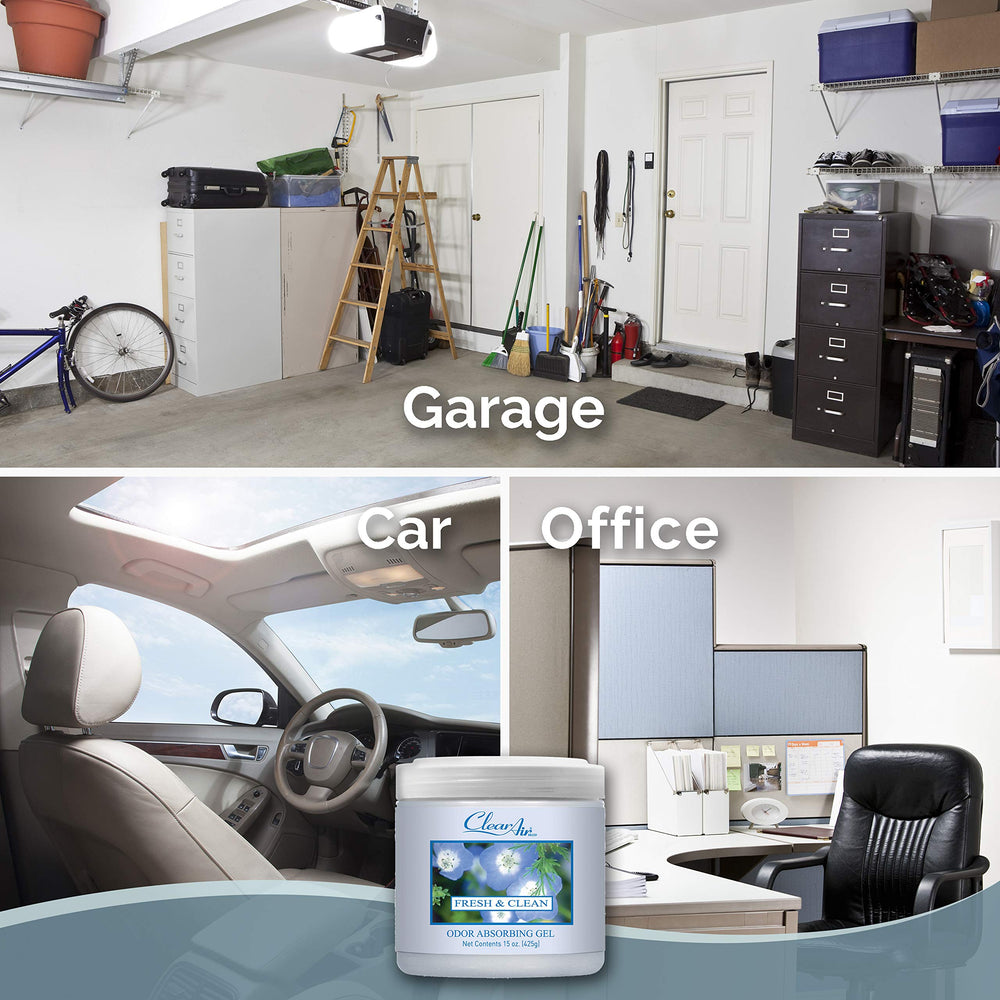 Clear Air gel used in an RV to illustrate multi-space odor coverage.