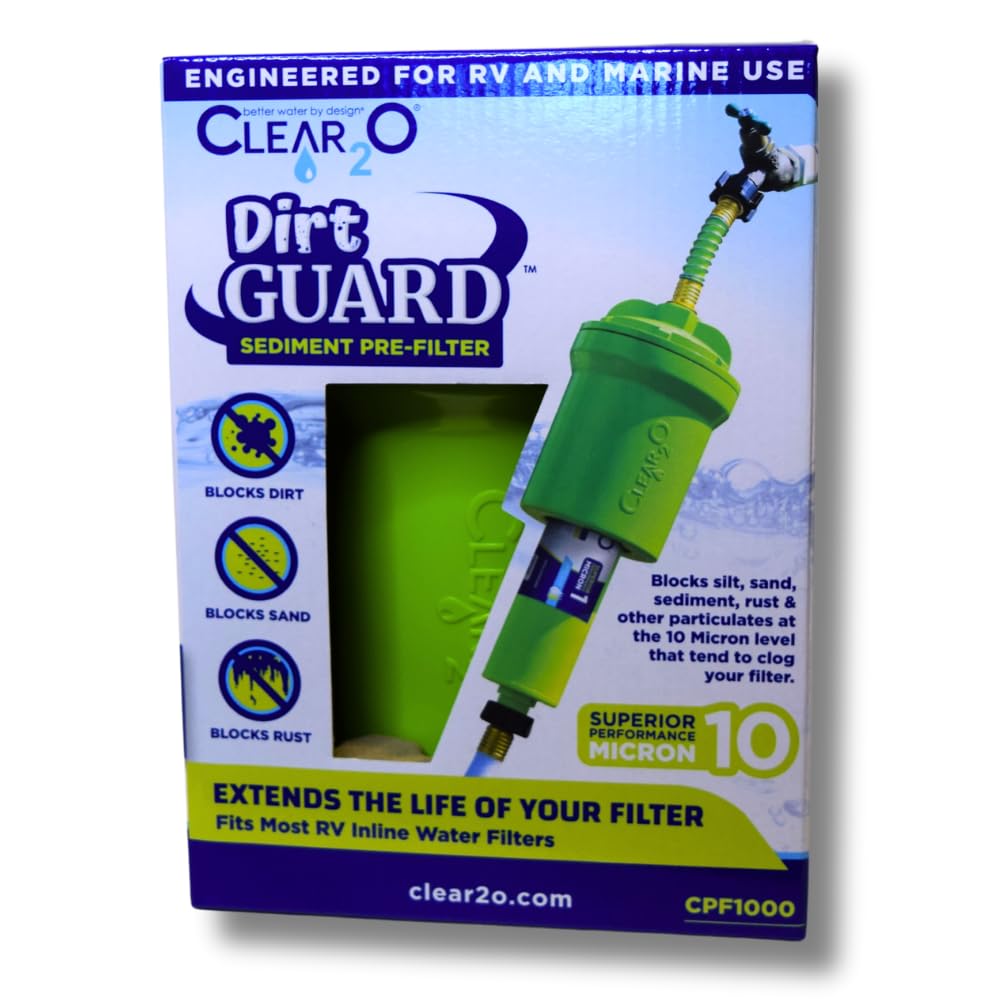 CLEAR2O DirtGUARD 10-micron sediment filter emphasizing initial protection
