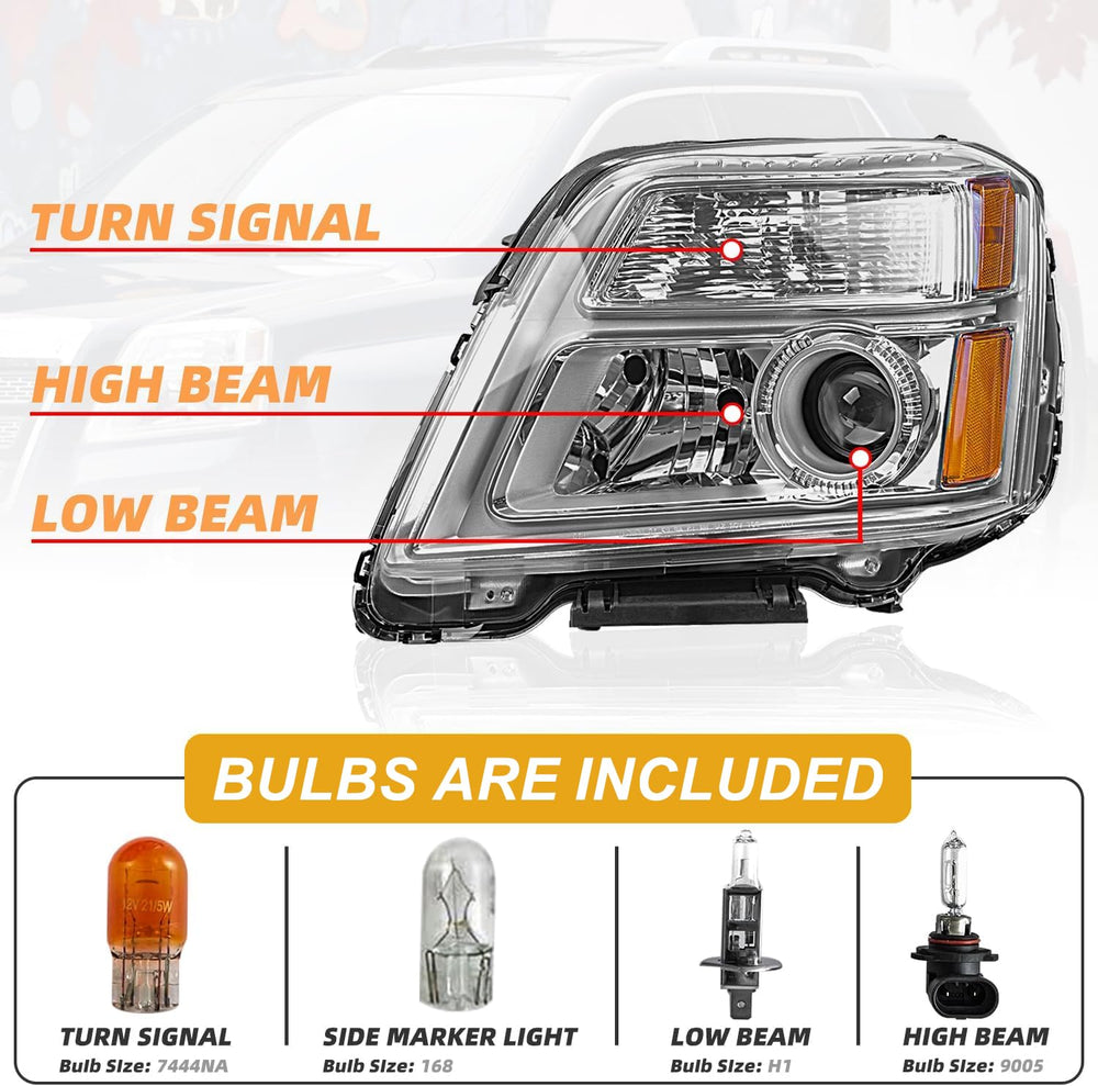 CLERYYE headlight assembly for GMC Terrain right side with amber reflector boosts daytime visibility.