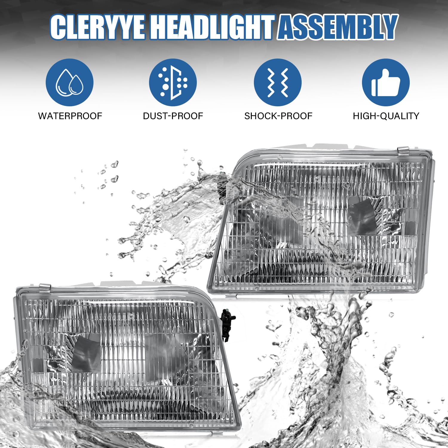 Two-assembly CLERYYE headlight package to replace worn units quickly