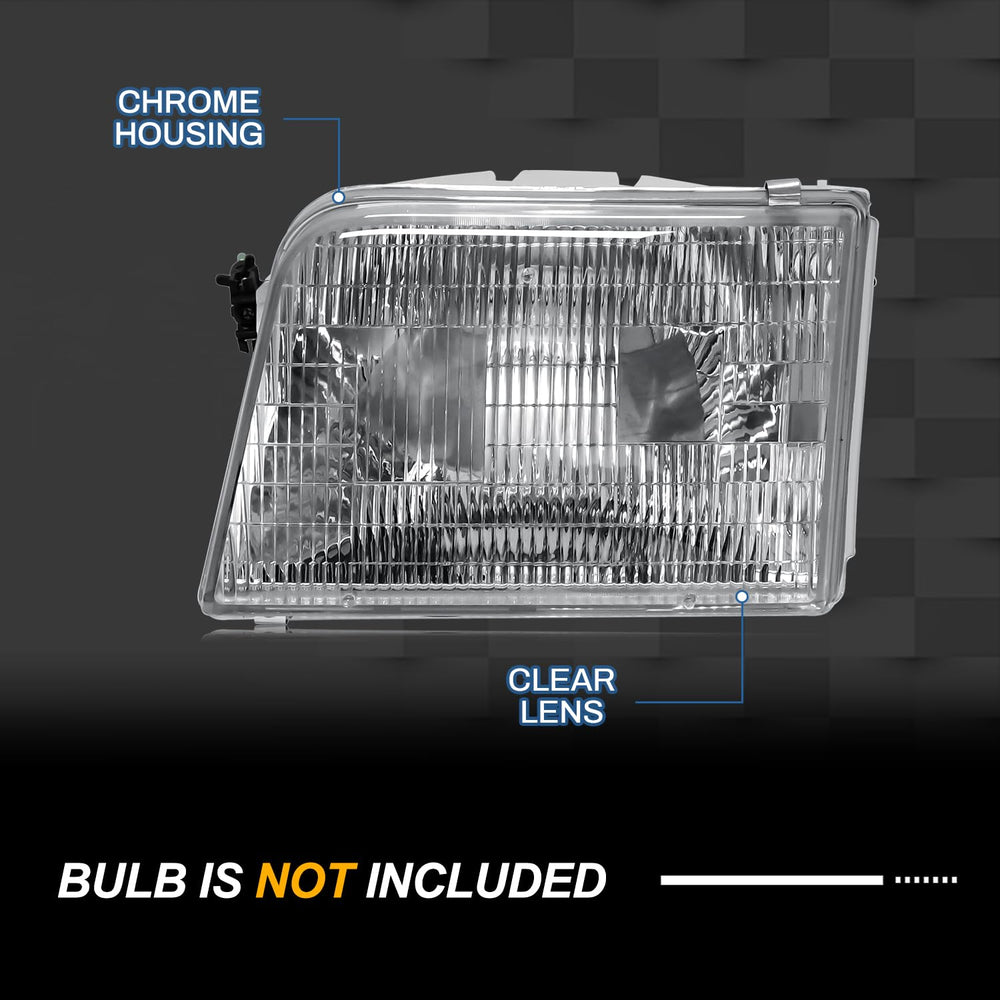 CLERYYE headlight for Ford Ranger 1993-1997 right with chrome housing for clear illumination